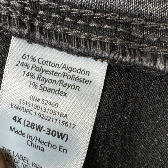 Terra & Sky Womens Plus Size 4X (28W-30W) Gray Denim Capri Jeggings - Picture 4 of 10